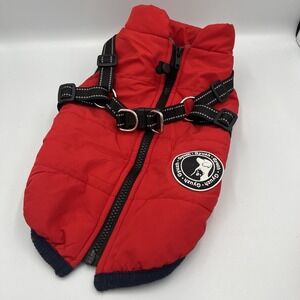 Gyuzh Dog Coat Jacket Harness SMALL Fleece Lined Zip Up Reflective 12" Back